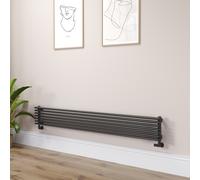 Ventura Linea Midnight Black Oval Unique Designer Radiator 245x1800mm Single Panel 2478 BTU - Horizontal Bars