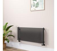 Ventura Linea Midnight Black Oval Unique Designer Radiator 455x1000mm Single Panel 2249 BTU - Horizontal Bars