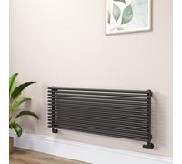 Ventura Linea Midnight Black Oval Unique Designer Radiator 455x1200mm Single Panel 2836 BTU - Horizontal Bars