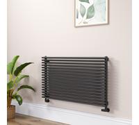 Ventura Linea Midnight Black Oval Unique Designer Radiator 595x1000mm Single Panel 3072 BTU - Horizontal Bars