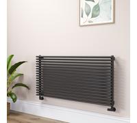 Ventura Linea Midnight Black Oval Unique Designer Radiator 595x1200mm Single Panel 3785 BTU - Horizontal Bars