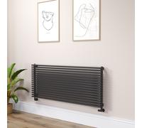 Ventura Linea Midnight Black Oval Unique Designer Radiator 595x1400mm Single Panel 4498 BTU - Horizontal Bars