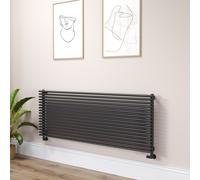 Ventura Linea Midnight Black Oval Unique Designer Radiator 595x1600mm Single Panel 5212 BTU - Horizontal Bars
