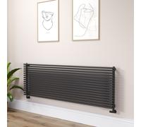Ventura Linea Midnight Black Oval Unique Designer Radiator 595x1800mm Single Panel 5928 BTU - Horizontal Bars