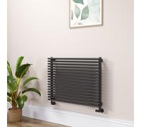 Ventura Linea Midnight Black Oval Unique Designer Radiator 595x800mm Single Panel 2386 BTU - Horizontal Bars