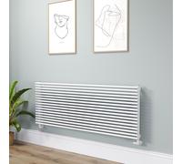 Ventura Linea White Oval Unique Designer Radiator 595x1600mm Single Panel 5212 BTU - Horizontal Bars