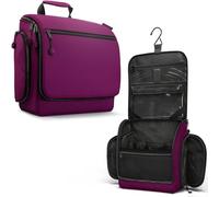VENTURE 4TH Hanging Travel Toiletry Bag for Women & Men - Large Toiletry Organizer with 18 Compartments, Removable TSA Pouch, Travel Wash Bag for Toiletries, Makeup & Shaving Kit, Purple, Plain