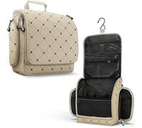 Venture 4TH Hanging Travel Toiletry Bag for Women & Men - Travel Organizer with Expandable Compartments & Removable Clear Pouch for Toiletries, Beige Diamond, Geometrical