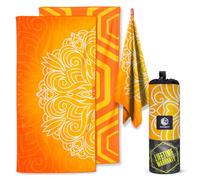 VENTURE 4TH Microfiber Beach Towel: Quick-Dry, Compact, Sand-Free, Absorbent, Sandproof and Lightweight - Perfect for Camping, Beach, and Roadtrips (Orange Mandala Design | 35x78 inches)