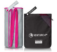 VENTURE 4TH Microfiber Travel Towel - Sports Towel: Quick Dry Towels for Gym, Beach, Camping, Backpacking, Swimming - Fast Drying and Lightweight (Gray-Pink Medium)