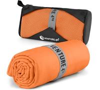 VENTURE 4TH Quick Dry Microfiber Towel for Camping & Gym - Orange XL | Lightweight, absorbs 7x more than cotton, dries fast & resists odor. Packable Travel Towel with tear-resistant carry bag.