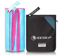 VENTURE 4TH Quick Dry Microfiber Towel - Odor Resistant, High Performance Towels for Gym, Camping, Travel, Yoga and Beach (Blue-Pink Extra Large) - Includes Tear Resistant Bag