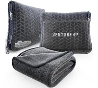 VENTURE 4TH Travel Blanket Pillow - Premium Ultra-Soft & Warm 2-in-1 Blanket or Pillow for Airplane, Car & Bus - Compact, Lightweight & Portable - Lint-Free, No Shedding, No Pilling - Gray