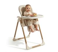 Venture Flare High Chair - Adjustable Highchair with Reclining Seat, Foldable Baby High Chair with Removable Tray & Dishwasher-Safe Liner, Compact Space-Saving Design, 6 Months to 3 Years - Beige