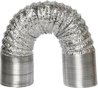 Venture Flexible Ducting Aluminum Foil Non - Insulated Heat Ducting Hose Ducting Pipe with 2 Clamps for Extractor Fan, Dryer Vent, Cooker Hood (5"(125mm) X 5m)
