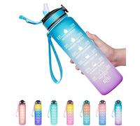 Venture Pal 22oz/32oz Motivational Water Bottle with Time Marker, Carry Strap and Silicone Straw - BPA Free, Leak Proof, Wide Mouth - Perfect for Fitness and Outdoor Sports