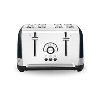 Morphy Richards Venture Retro 4 Slice Toaster, Radio Dial, Variable Browning Control, Width Slots, Removable Crumb Tray, 1900W, Onyx and Nickel, 240334, Cream