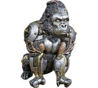 Venture Vehicles Ltd Detailed Silver Textured Steampunk Mountain Gorilla | Resin | Home Decor