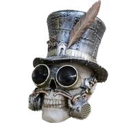 Venture Vehicles Ltd Gothic Resin Steampunk Skull Ornament | Top Hat, Feather & Goggles