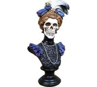 Venture Vehicles Ltd Large Female Skeleton Bust with Feather & Pearls | Resin |
