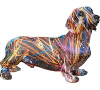 Venture Vehicles Ltd Miniature Dachshund Sausage Dog Resin Ornament with Neon Graffiti Finish