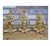 Venture Vehicles Ltd Set of 3 Resin Lions in a Yoga Pose | Gold Decorative Ornament Figurines