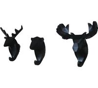 Venture Vehicles Ltd Set of 3 Sleek Modern Minimal Animal Black Coat Hooks | Deer Stag Moose