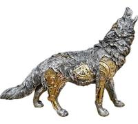 Venture Vehicles Ltd Steampunk Mechanical Cogs Style Howling Wolf Resin Decorative Ornament