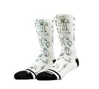 Venture - Voodoo Socks, Soft Athletic Men's Socks, Trendy Crew Socks for Skateboarding & Sports, Ribbed Novelty Socks with Reinforced Heel and Toe, Arch Supported Long White Socks, Size S/M
