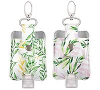 Ventured Living Hand Sanitizer Holder Keychain Set of 2 - Premium Vegan Leather Keychains & Leakproof Hand Sanitizer Bottles, Yellow Floral + Pink Floral Hand Sanitizer Holders, 1 Ounce (Pack of 2