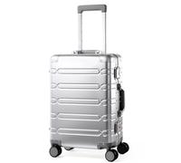 VentureVault All Aluminum Carry On Luggage 22x14x9 Airline Approved，Zipperless Luggage Premium Aluminum Suitcase Luggage, Hard Shell Carry On Luggage with Spinner Wheels, Silvery, 20", Basic