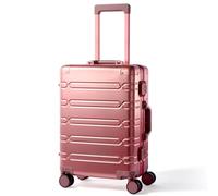 VentureVault All Aluminum Carry On Luggage 22x14x9 Airline Approved，Zipperless Luggage Premium Aluminum Suitcase Luggage, Hard Shell Carry On Luggage with Spinner Wheels, Rose Gold, 20", Basic