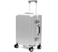 VentureVault Checked in Luggage with Aluminum Frame,PC Hard Shell Suitcase with Spinner Wheels and TSA Lock, Large Suitcase for Travel, Silvery, 20"