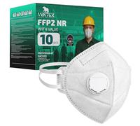 VENTUX SAFETY EQUIPMENT FFP2 Masks with Valve - 10 Pack | Valved FFP2 Respirator Disposable Individually Wrapped | Face Mask with Head Straps | High Filtration >99% | EN 149:2001