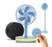 VENTY Portable Fan - Wireless Battery Operated Fans, 48HR Run Time 16000MAH Oscillating Rechargeable Fanss, Remote Control & LED Lighting, Folding Telescopic Camping Fan (Blue with Case)