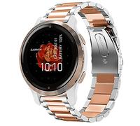 Venu 2S Band, Giaogor Quick Release Stainless Steel Metal Replacement Straps Compatible with Garmin Venu 2S Smartwatch (Silver-Rose Gold)