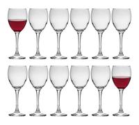 LAV 12x Clear 340ml Venue Red Wine Glasses - Large Glass White Rose Long Stem Cocktail Party Drinking Goblet Gift Set