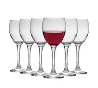 6X Clear 340ml Venue Red Wine Glasses - Large Glass White Rose Long Stem Cocktail Party Drinking Goblet Gift Set - By LAV