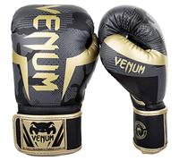 Venum Elite Adults Boxing Gloves, Dark camo/Gold, 14 Oz