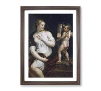 Venus And Cupid By Peter Paul Rubens Classic Painting Framed Wall Art Print, Ready to Hang Picture for Living Room Bedroom Home Office Décor, Walnut A2 (64 x 46 cm)