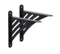 Venus Black Contemporary Stylish Decorative Modern Metal Steel Shelf Brackets - 2 Pack