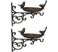 Venus Cast Iron Wall Mounted Bird Bath Feeder with Hanger (set of 2)