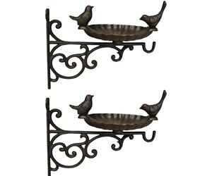 Venus Cast Iron Wall Mounted Bird Bath Feeder with Hanger (set of 2)