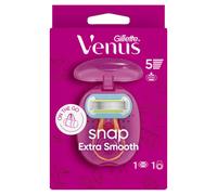 Gillette Venus Extra Smooth Snap Women's Razor + 1 Razor Blade Refills, Mini Handle, Lubrastrip with A Touch of Avocado Oils