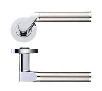 VENUS Fire Rated Lever on Rose Door Handle Pair in Stainless Steel