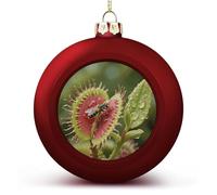 Venus Flytrap Catching Christmas Ball Ornaments Large Xmas Tree Hanging Ornament 3 Inch Red Shatterproof Xmas Balls for Holiday Wedding Fireplace Home Party Decorations