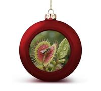 Venus Flytrap Catching Christmas Ball Ornaments - Xmas Tree Hanging Ornament 2.4 Inch Red Shatterproof Xmas Balls for Holiday Wedding Fireplace Home Party Decorations