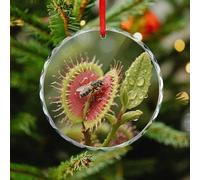 Venus Flytrap Catching Christmas Ornaments Xmas Tree Hanging Crystal Glass Pendants Winter Holiday Round Ornament with String Xmas Gift Keepsake for Women & Men