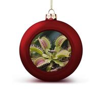 Venus Flytrap Christmas Ball Ornaments - Xmas Tree Hanging Ornament 2.4 Inch Red Shatterproof Xmas Balls for Holiday Wedding Fireplace Home Party Decorations