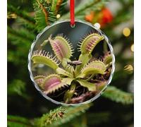 Venus Flytrap Christmas Ornaments Xmas Tree Hanging Crystal Glass Pendants Winter Holiday Round Ornament with String Xmas Gift Keepsake for Women & Men